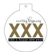 Wenskaart Kerstbal Merry kissmas XXX and a happy new year - Mail-Box KB016